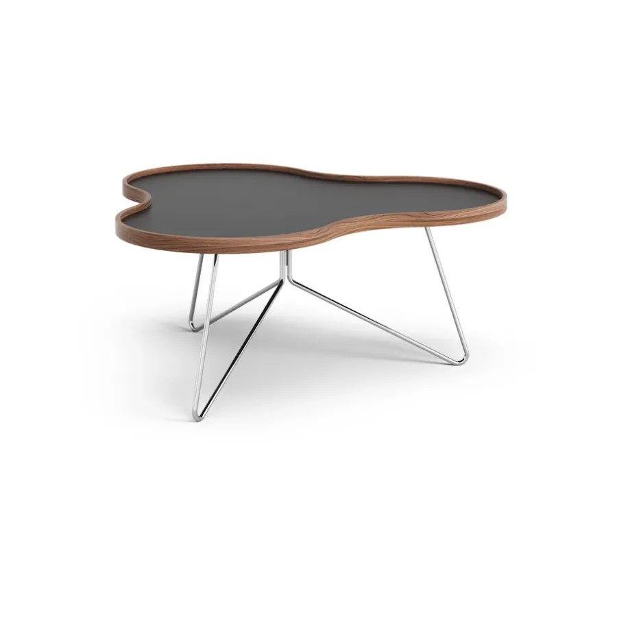 Soffbord-Swedese Flower bord 84x90 cm, H39cm-svart-valnöt-krom