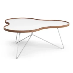 Flower bord 107x114 cm, H45cm-vit-valnöt-krom^Swedese