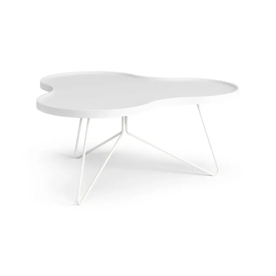 Soffbord-Swedese Flower mono bord 84x90 cm, H39 cm Ask vitlaserad