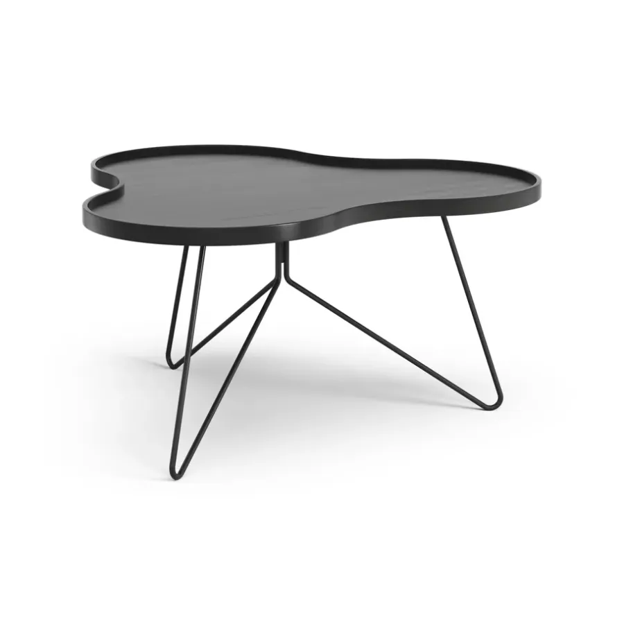 Soffbord-Swedese Flower mono bord 84x90 cm, H45 cm Ask svartlaserad