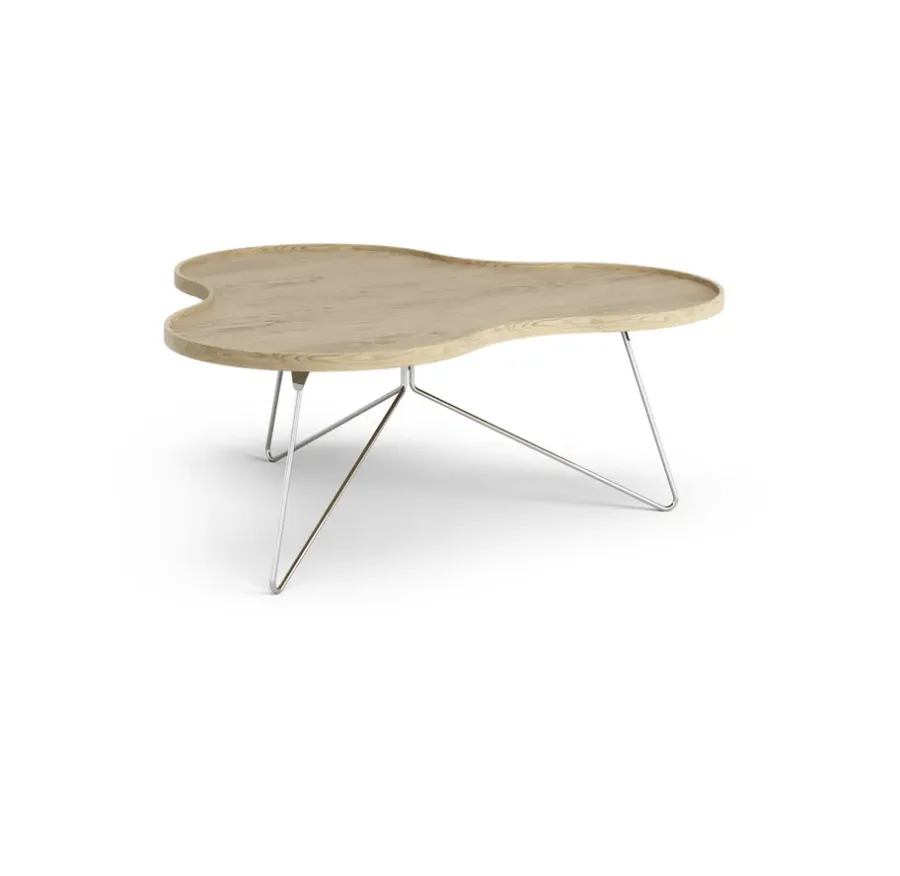 Flower mono bord 107x114 cm, H45 cm-ek natur-krom^Swedese Hot