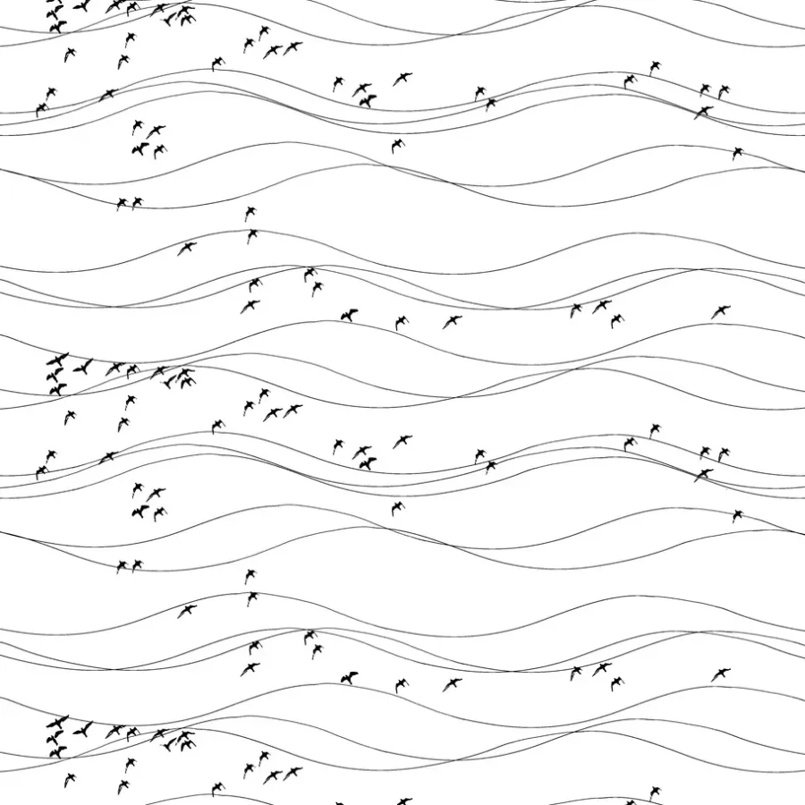 Tyger & Metervaror-Arvidssons Textil Flyttfåglar tyg, svart