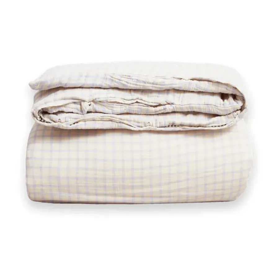 Barnsängkläder|Påslakan·Påslakan Barn-Garbo&Friends Gingham Sky Blue Muslin påslakan dubbel, 220x240 cm