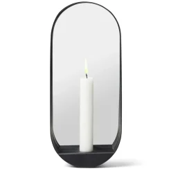 Glim spegel/ljusstake oval 12x28 cm, Svart^Gejst