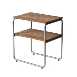 Balkongmöbler·Balkongbord & Cafébord|Balkongbord & Cafébord-Grythyttan Stålmöbler Grythyttan sidobord, Teak-varmförzinkat stativ
