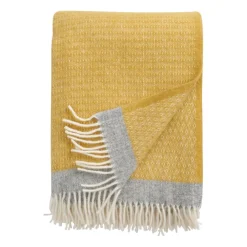 Ullplädar & Ullfiltar-Klippan Yllefabrik Harald ullpläd 130x200 cm, Gul-grå