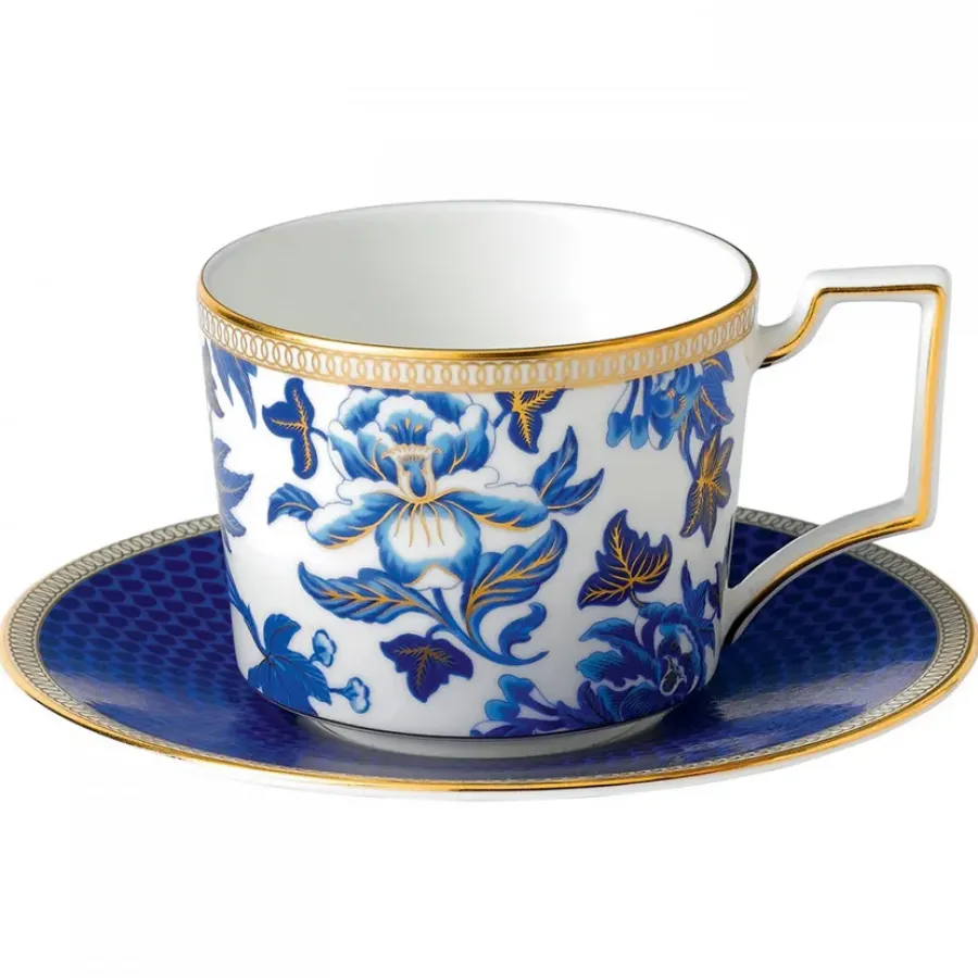 Tekoppar-Wedgwood Hibiscus tekopp med fat, floral