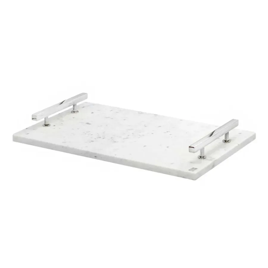 bricka 40,5x25,5 cm, Vit marmor-förnicklad mässing^Hilke Collection Clearance