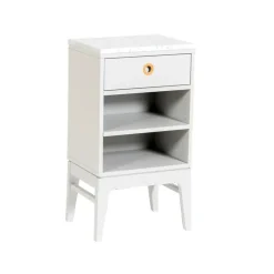 Sängbord-Mavis Höllviken sängbord, Ljusgrå-vit marmortopp-1 låda