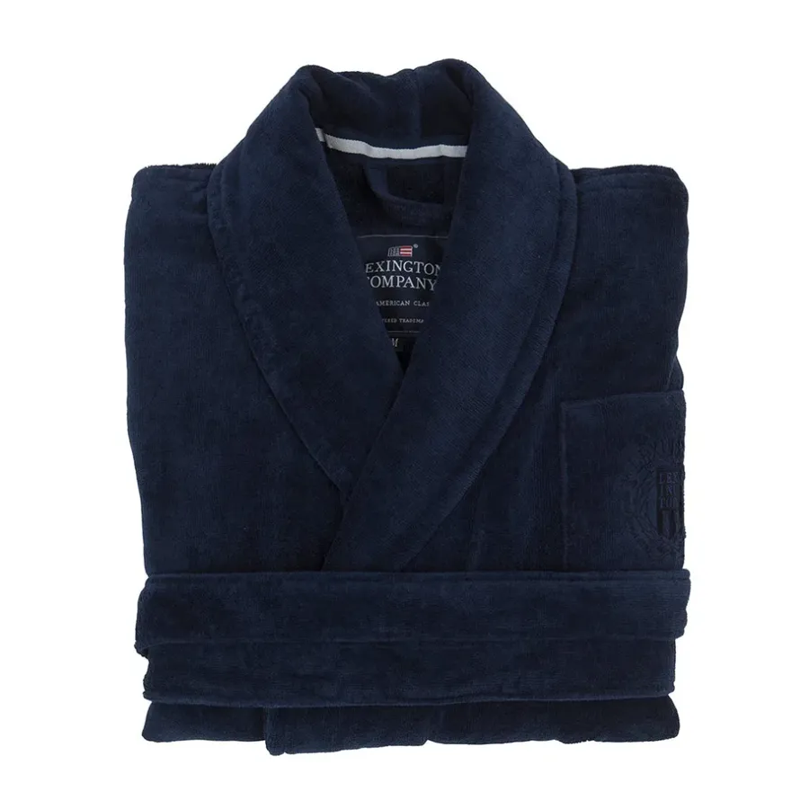 Morgonrockar & Badrockar-Lexington Hotel Velour morgonrock M, Dress Blue