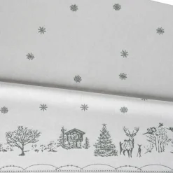 Juldukar-Wik & Walsøe Julemorgen duk , Vit-grön, 140x340 cm