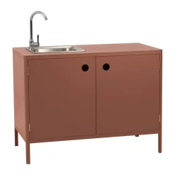 Trädgårdsdetaljer & Tillbehör·Utekök|Utekök-Brafab Kelia utekök bänkskåp med diskho, Zin red, 121x90x64