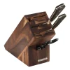 Knivförvaring|Knivblock-Continenta Knivblock akacia för 5 knivar, bryne och sax, 9,5x22 cm