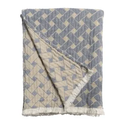 Bomullsplädar & Bomullsfiltar-Almedahls Korg pläd 170x120 cm, Blå-beige