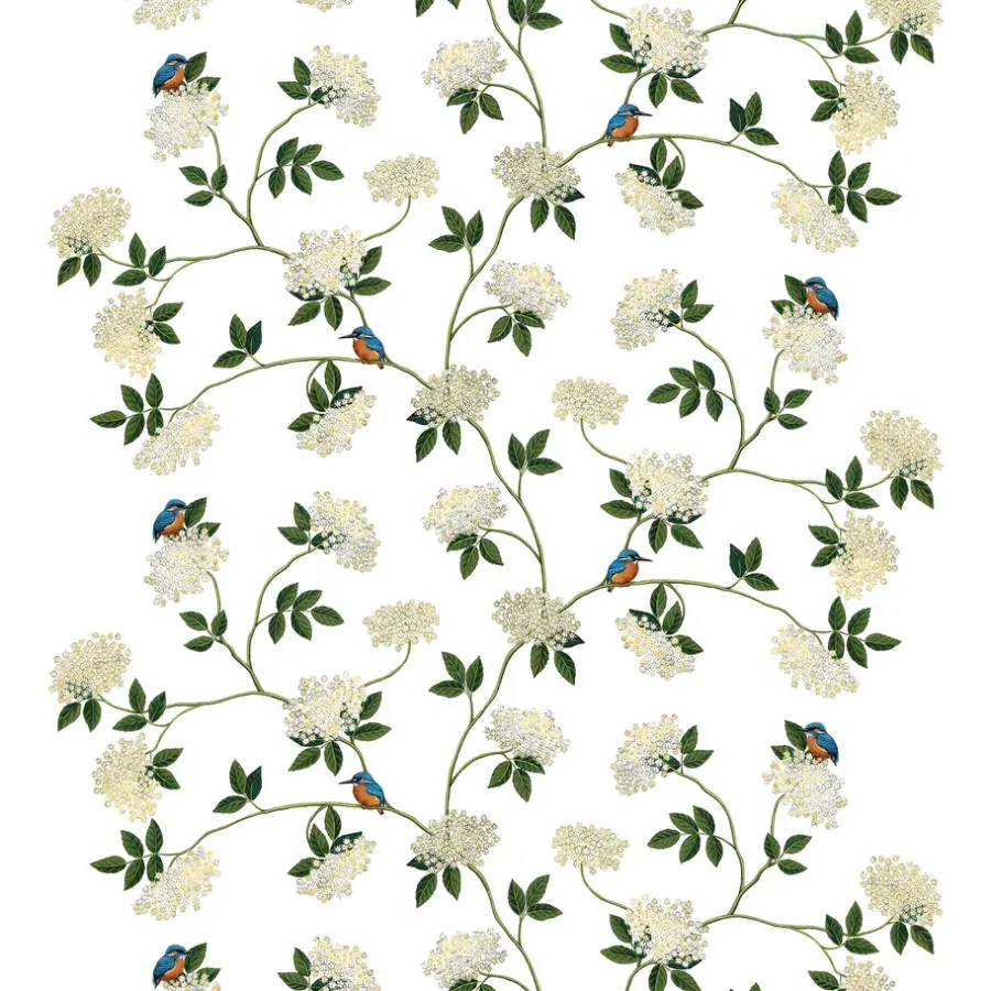 Kungsfiskaren tyg, vit^Arvidssons Textil Online