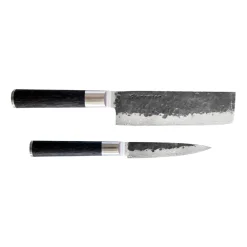 Köttyxor|Japanska Knivar-Satake Kuro Nakiri 18 cm med Petty 11 cm, 2 delar