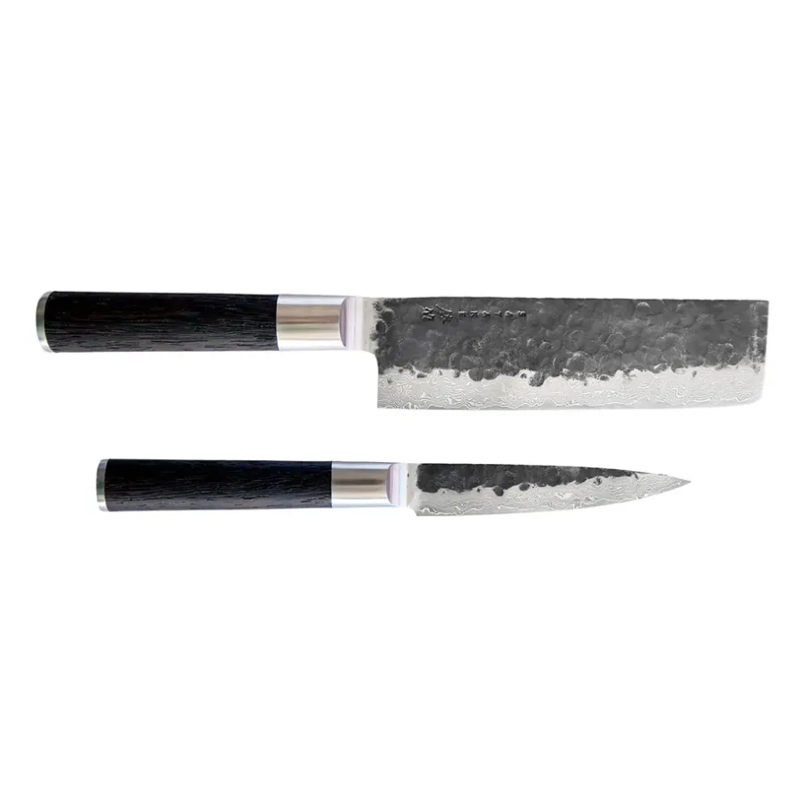 Köttyxor|Japanska Knivar-Satake Kuro Nakiri 18 cm med Petty 11 cm, 2 delar
