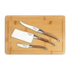 Ostknivar-Hâws Laguiole By ostknivset med skärbräda 4-delar, Bambu-olivträ-rostfritt stål