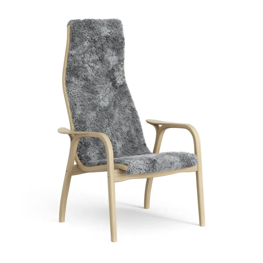 Fåtöljer & Fotpallar·Barnfåtöljer|Barnfåtöljer-Swedese Lamini barnfåtölj lackad ek/fårskinn, Scandinavian Grey (grå)