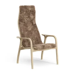 Lamini barnfåtölj lackad ek/fårskinn, Sahara (nougatbrun)^Swedese