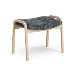 Lamini fotpall till barn lackad bok/fårskinn, Charcoal (mörkgrå)^Swedese Discount