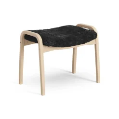 Lamini fotpall till barn lackad bok/fårskinn, Black (svart)^Swedese New