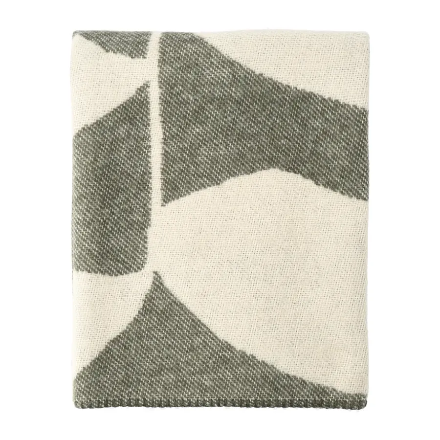 Ullplädar & Ullfiltar-Scandi Living Leaf ullpläd 130x170 cm, Khaki grön