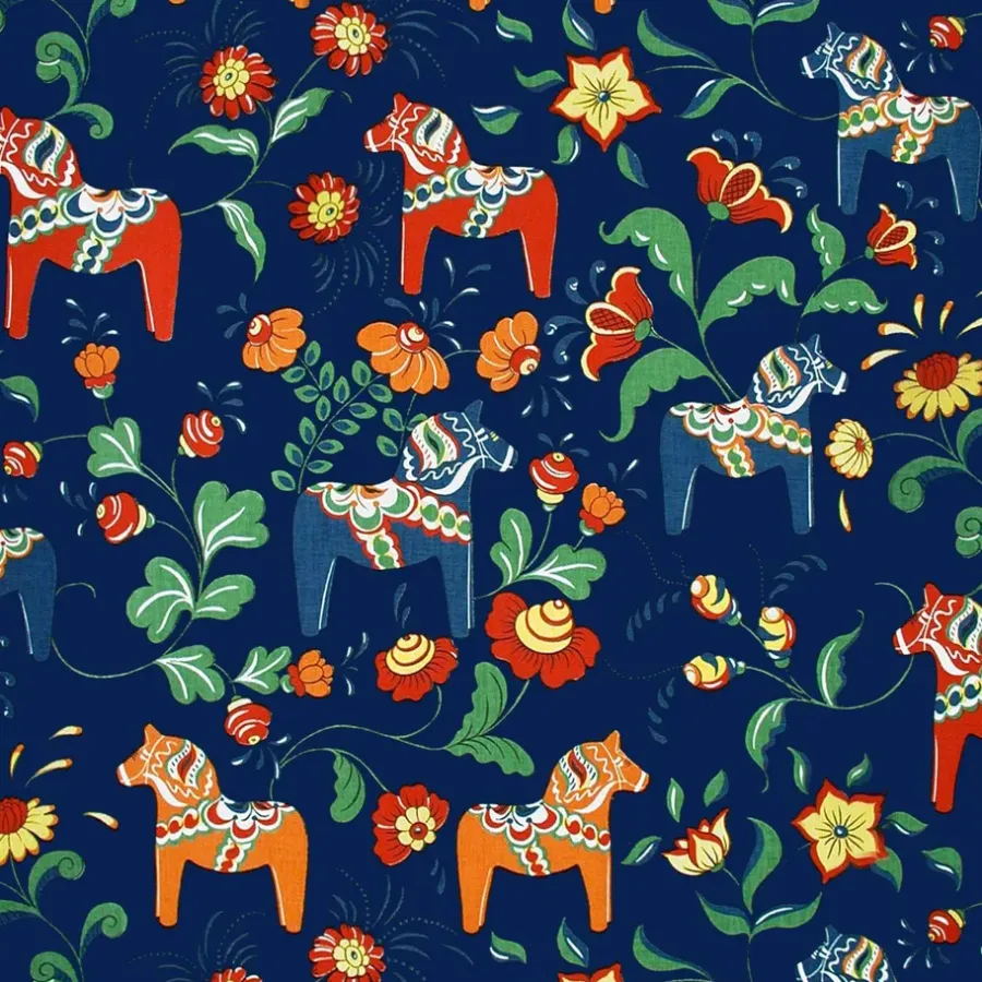 Tyger & Metervaror-Arvidssons Textil Leksand tyg, blå