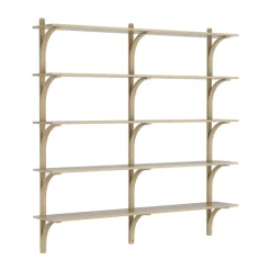 Hyllor & Hyllsystem|Hyllor & Hyllsystem-Swedese Levi hylla 5 hyllplan, Naturlackerad ek-mässing, 180 cm