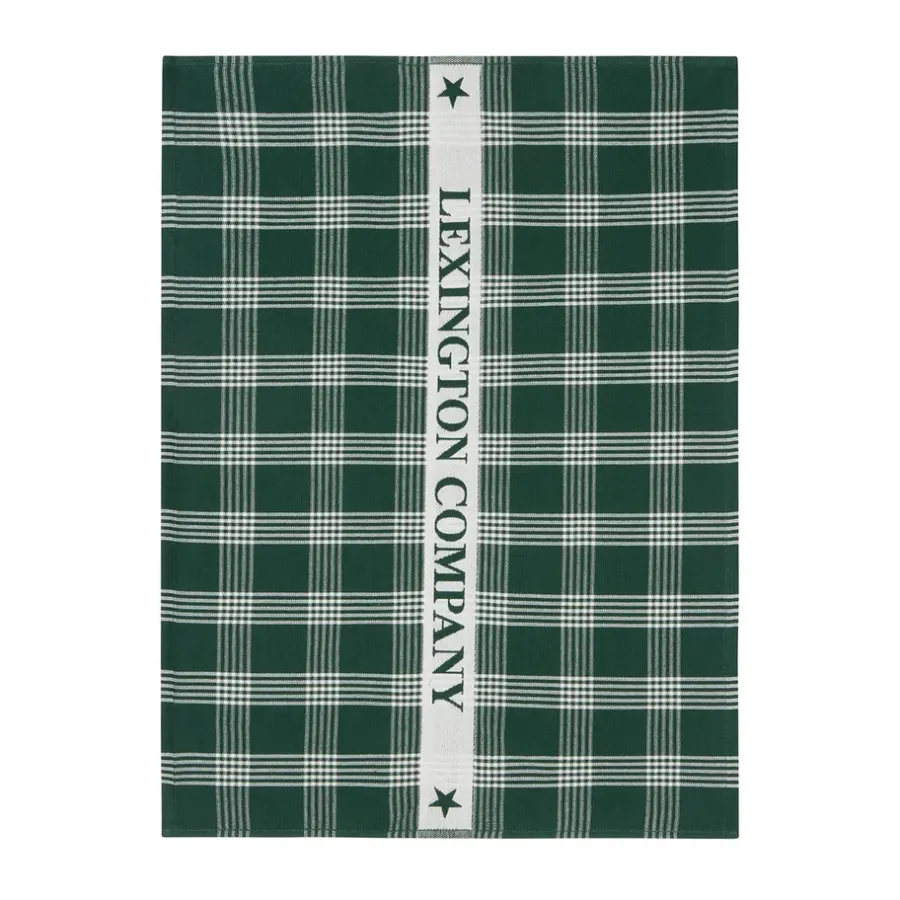 ekologisk bomull kökshandduk 50x70 cm, Green-white^Lexington Discount
