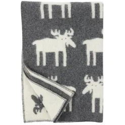 Barnfiltar|Barnfiltar-Klippan Yllefabrik Älg ullfilt, grå, 90 x 130 cm