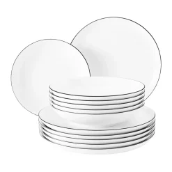 Serviser & Startset-Seltmann Weiden Lido black line servisset 12 delar, Vit med svart kant