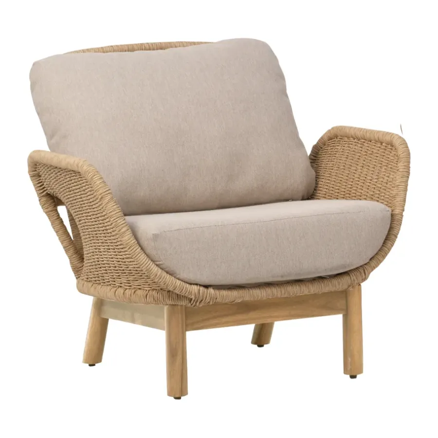 Loungemöbler·Loungefåtöljer & Utefåtöljer|Loungefåtöljer & Utefåtöljer-Brafab Lily fåtölj, Twist straw-plush wheat