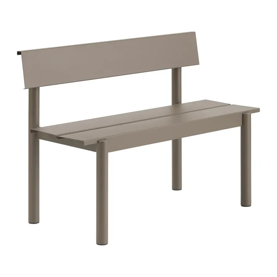 Loungemöbler·Loungesoffor|Loungesoffor-Muuto Linear Steel bänk med ryggstöd, Taupe, 110x34 cm