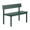 Linear Steel bänk med ryggstöd, Dark green, 110x34 cm^Muuto Discount