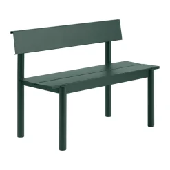 Linear Steel bänk med ryggstöd, Dark green, 110x34 cm^Muuto Discount
