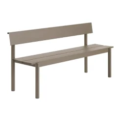 Linear Steel bänk med ryggstöd, Taupe, 170x34 cm^Muuto