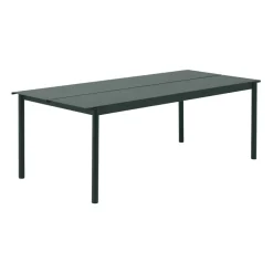 Utebord·Matbord Utomhus|Matbord Utomhus-Muuto Linear steel table bord 220x90 cm, Dark green (RAL 6012)