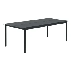 Utebord·Matbord Utomhus|Matbord Utomhus-Muuto Linear steel table bord 220x90 cm, Black (RAL 7021)