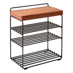 Lower East Seat hylla-pall 50x28x58 cm, Black-cognac leather^Maze Clearance