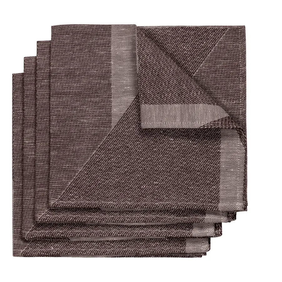Metric tygservett 47x47 cm 4-pack, Brun-vit^NJRD Hot