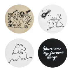 Mumin 80 glasunderlägg Ø11 cm 4-pack, Multi^Muurla Hot