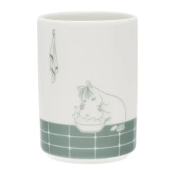 Tandborsthållare-Moomin Arabia Mumin tandborstställ, Badstund grön-vit