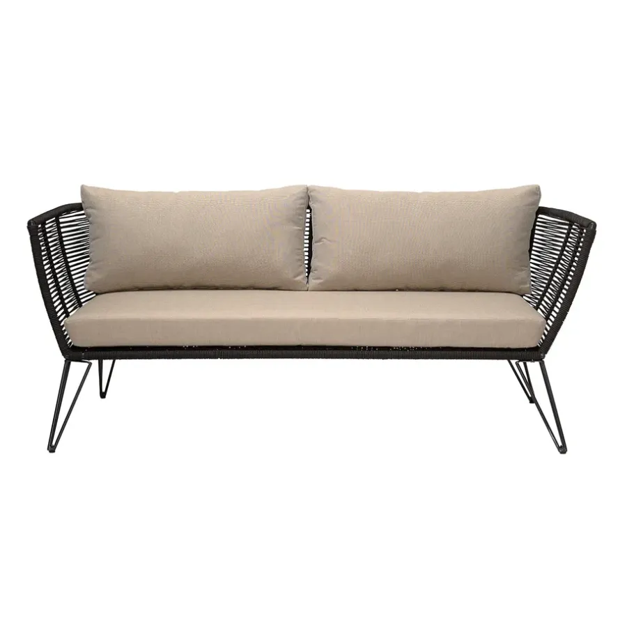Trädgårdssoffor & Trädgårdsbänkar|Balkongmöbler·Balkongsoffor-Bloomingville Mundo soffa, Black-beige