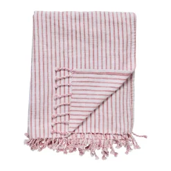 Bomullsplädar & Bomullsfiltar-Lene Bjerre Olivia pläd 130x170 cm, Off White-Dark Coral