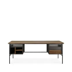 Oscar skrivbord med lådor, Teak-svarta metallben^Ethnicraft Discount