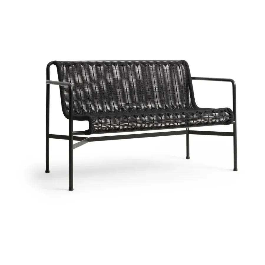 Trädgårdssoffor & Trädgårdsbänkar-HAY Palissade Cord Dining bänk med armstöd, Anthracite