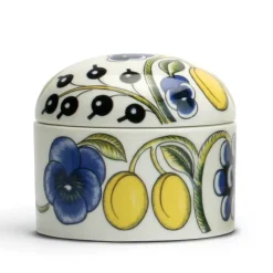 Förvaringsburkar-Arabia Paratiisi ask med lock, vit-flerfärgad