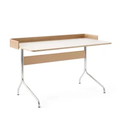 Skrivbord-&Tradition Pavilion AV17 skrivbord, mushroom linoleum, lackad ek, kromben