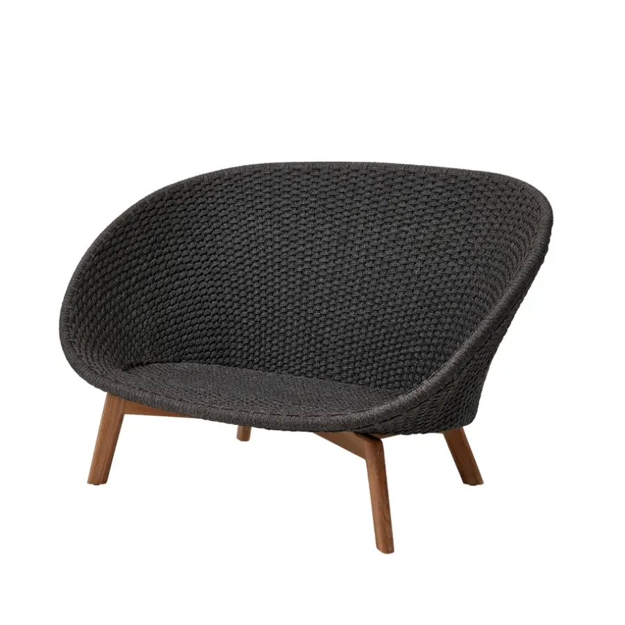 Balkongmöbler·Balkongsoffor|Balkongsoffor-Cane-line Peacock soffa 2-sits soft rope, Dark grey, teak